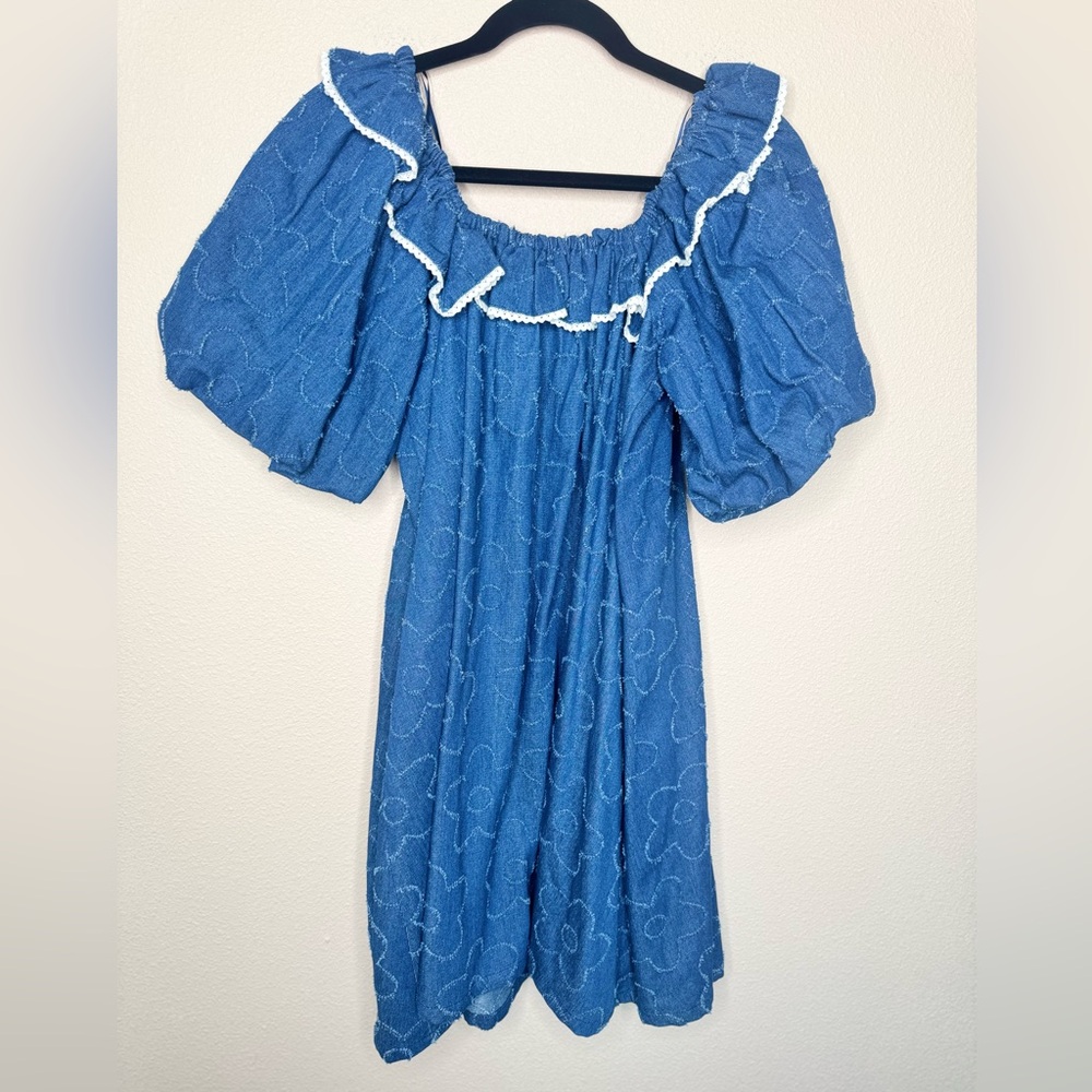 NWT Aureum Denim Flower Pattern dress size L - Picture 8 of 8